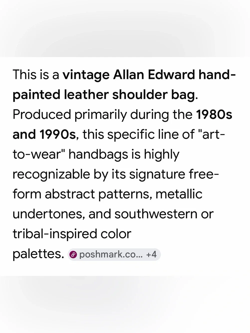 Allan Edward Hand Painted Leather Abstract Double- Handled Satchel Shoulder Bag